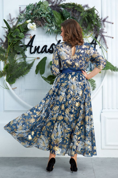 Платье Anastasia 574А синий - фото 8