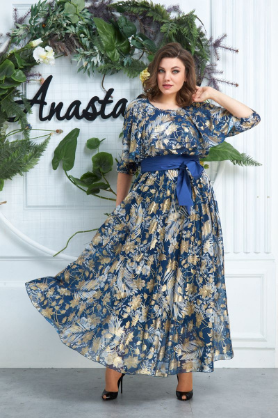 Платье Anastasia 574А синий - фото 7