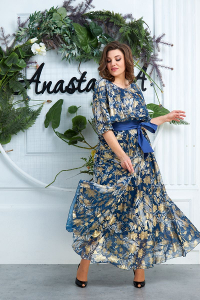 Платье Anastasia 574А синий - фото 5