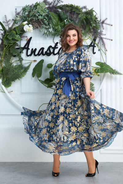Платье Anastasia 574А синий - фото 4