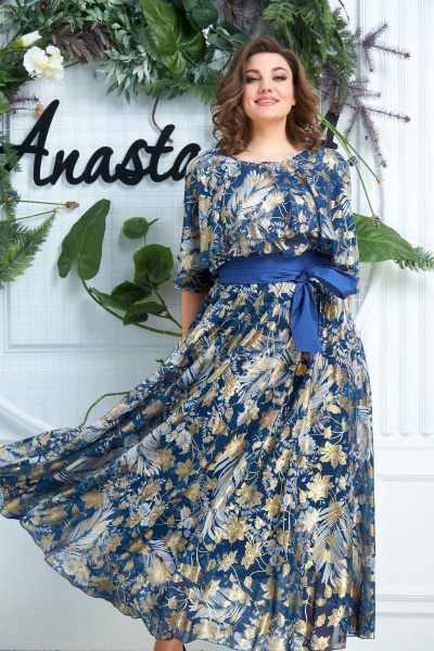 Платье Anastasia 574А синий - фото 3
