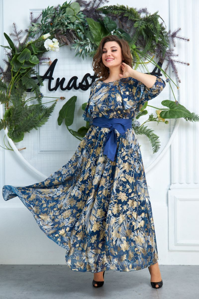 Платье Anastasia 574А синий - фото 2
