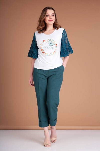 Блуза, брюки Liona Style 785 изумруд - фото 2