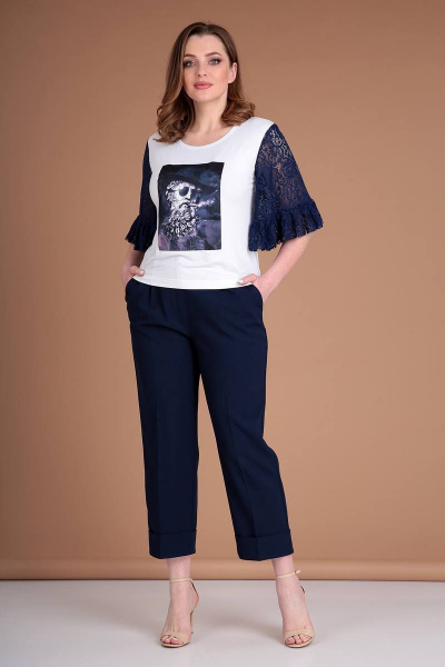 Блуза, брюки Liona Style 785 темно-синий - фото 1