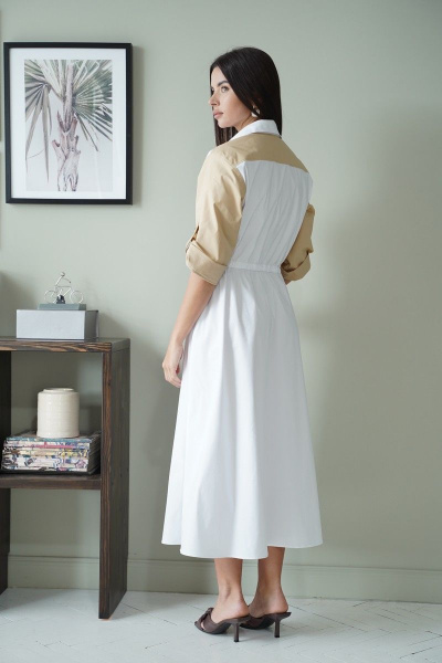 Платье LadisLine 1339  белый-бежевый - фото 6