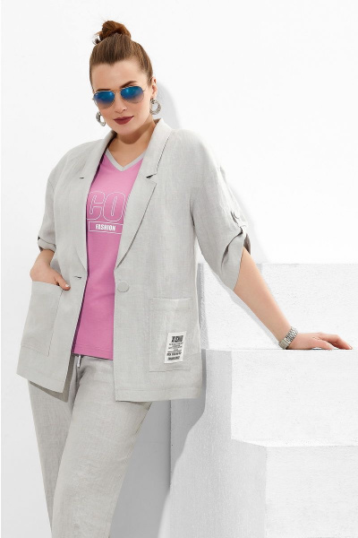 Блуза, брюки, жакет Lissana 4273 серый+розовая_бегония - фото 4