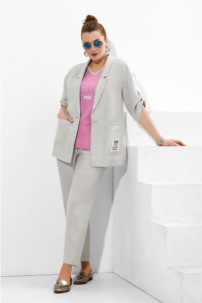 Блуза, брюки, жакет Lissana 4273 серый+розовая_бегония - фото 3