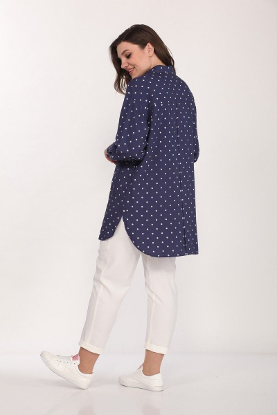 Блуза Lady Style Classic 2216 синий+горох - фото 4
