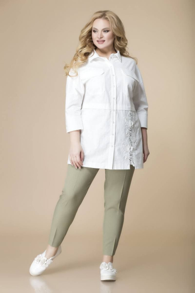 Блуза, брюки Romanovich Style 2-2134 белый/хаки - фото 2