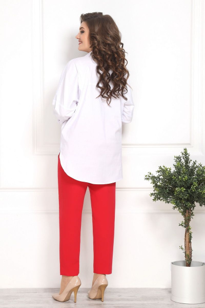 Блуза, брюки Solomeya Lux 793A_449 белый+красный - фото 4