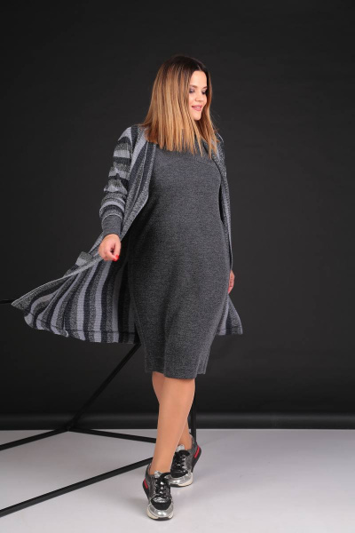 Кардиган, платье Viola Style 5480 серый - фото 1