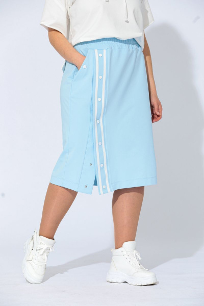 Блуза, юбка BegiModa 3008 молочный+голубой - фото 5