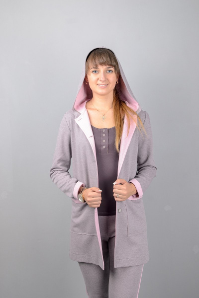 Жакет Mita ЖМ957 серый+розовый - фото 1