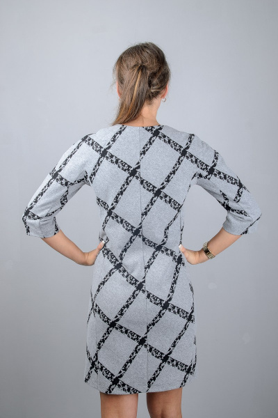 Платье Mita ЖМ768 серый/клетка - фото 3