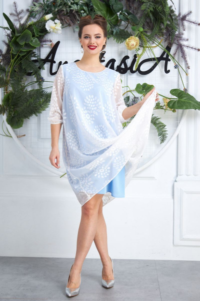 Платье Anastasia 588 молочно-голубой - фото 7