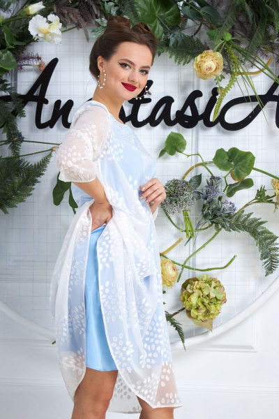 Платье Anastasia 588 молочно-голубой - фото 6