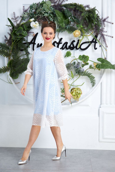 Платье Anastasia 588 молочно-голубой - фото 5