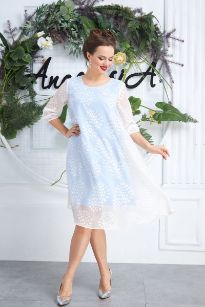 Платье Anastasia 588 молочно-голубой - фото 3