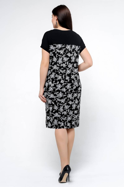 Платье La rouge 5314 черно-белый-(цветы) - фото 3
