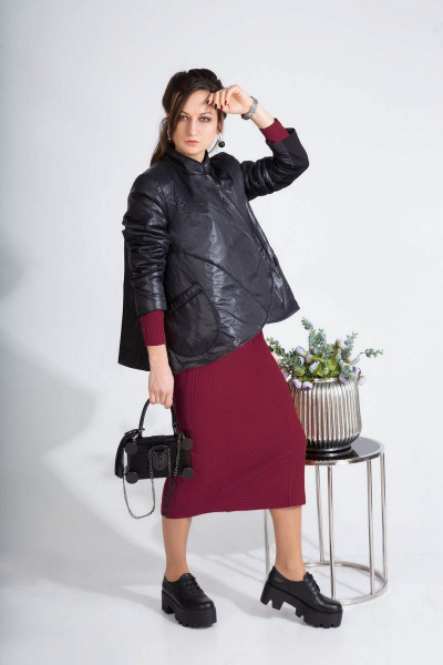 Куртка, платье ElPaiz 484 черный+бордо - фото 1