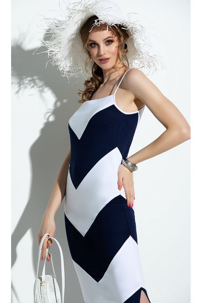 Болеро, платье Diva 1299 белый-синий - фото 2