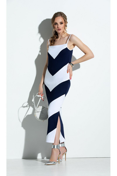 Болеро, платье Diva 1299 белый-синий - фото 1
