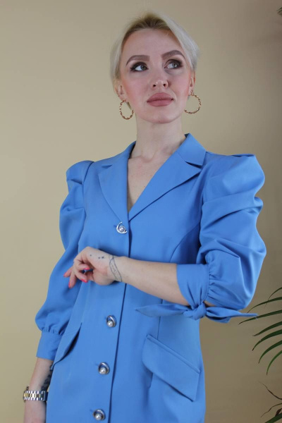 Платье Стильная леди М-009 голубой - фото 3
