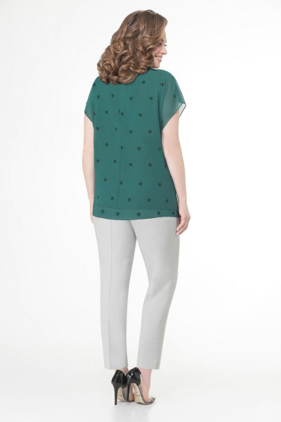 Блуза, брюки VOLNA 1119 бутылочно-зеленый+беж - фото 3