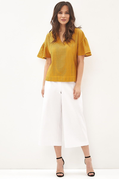 Блуза, брюки Магия моды 1917 желтый+белый - фото 1