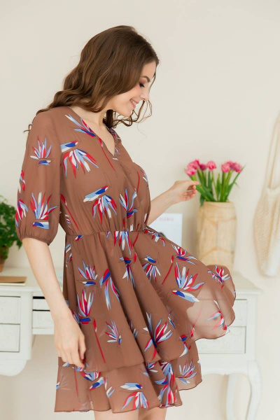 Платье Claire 2407 бежево-коричневый - фото 4