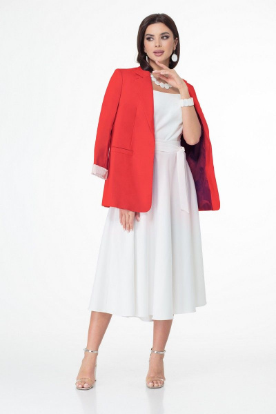 Жакет, платье T&N 7028 красный-белый - фото 1