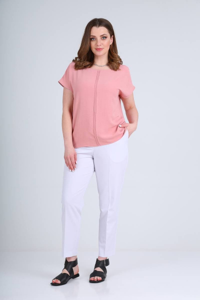 Блуза, брюки, ремень Bliss 598 белый/розовый/р - фото 3