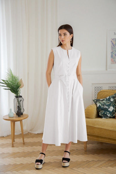 Платье LadisLine 1352 белый - фото 5