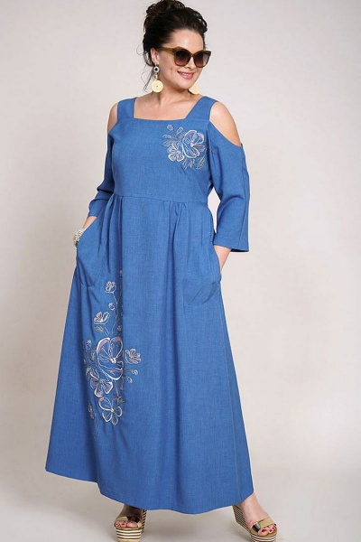 Платье Alani Collection 1421 сине-голубой - фото 1