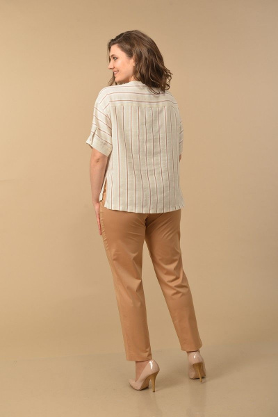 Блуза, брюки Lady Style Classic 1885 бежевый-горчица - фото 3