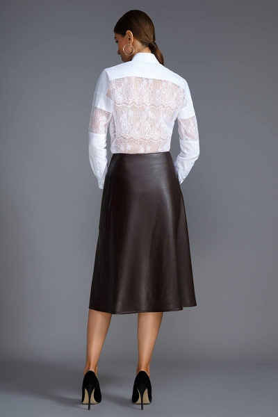 Блуза, юбка LaVeLa L2377 белый/коричневый - фото 2