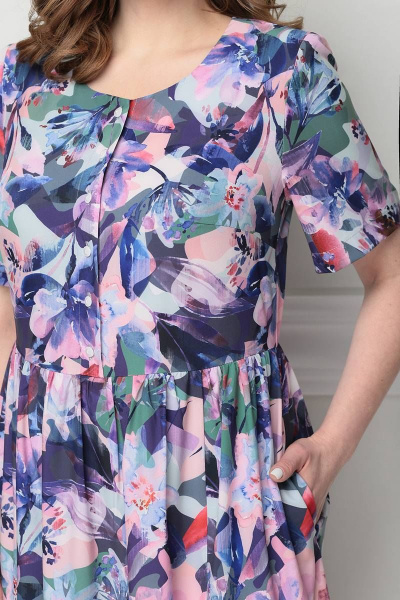 Платье LeNata 13025 фиолетовые-цветы - фото 5