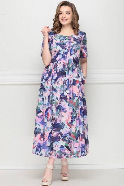 Платье LeNata 13025 фиолетовые-цветы - фото 2