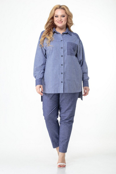 Блуза, брюки Anelli 996 джинс+полоска - фото 2