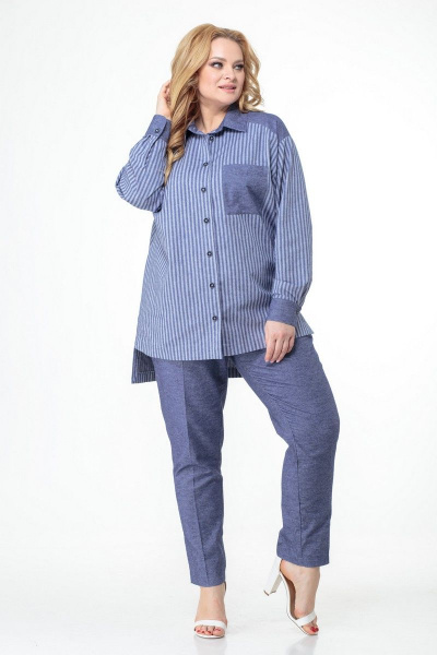 Блуза, брюки Anelli 996 джинс+полоска - фото 8