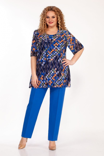 Блуза, брюки Элль-стиль А-452/1 голубой - фото 1