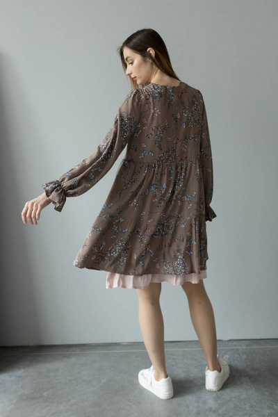 Платье Ivera 1010 коричневый, розовый - фото 4