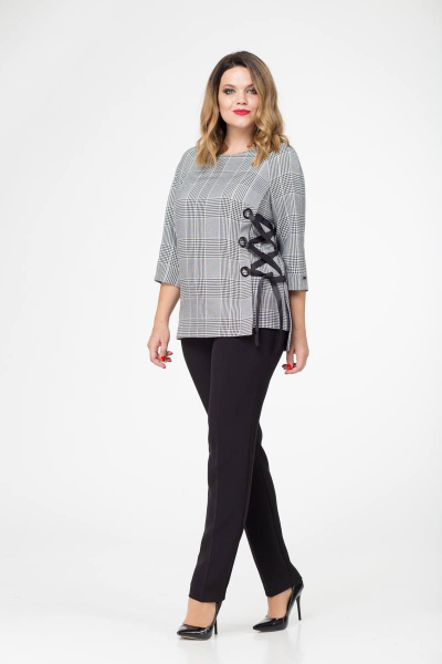 Блуза, брюки Verita 1143 светло-серый/черный - фото 1