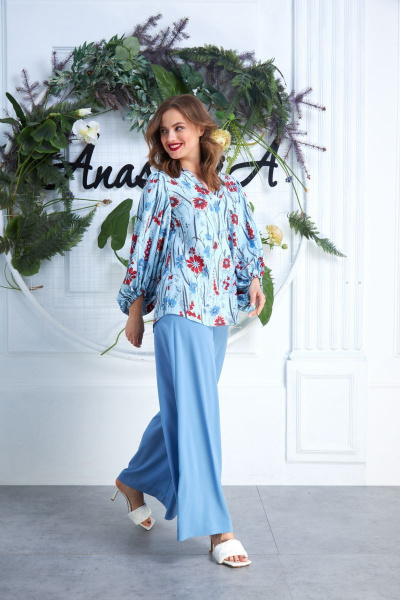 Блуза, брюки Anastasia 605 голубой - фото 2