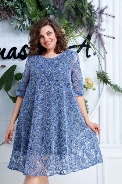Платье Anastasia 615 синий - фото 3