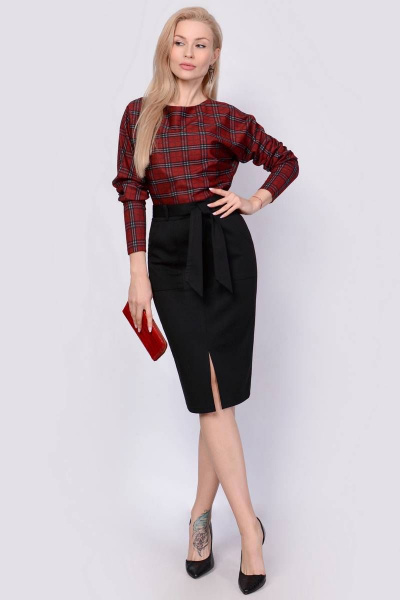 Блуза, юбка PATRICIA by La Cafe C14739 красный,черный - фото 1
