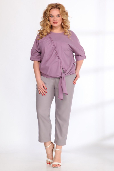 Блуза, брюки Angelina & Сompany 528 сирень-серый - фото 1