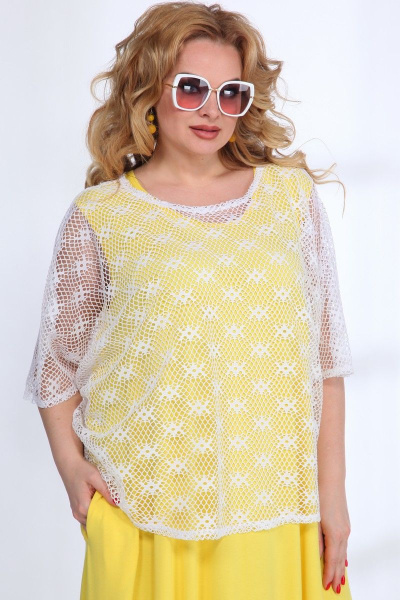 Блуза, платье Angelina & Сompany 530 желтый-белый - фото 4