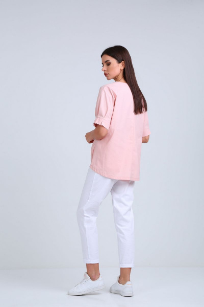 Блуза, брюки Диомант 1686 белый+розовый - фото 3