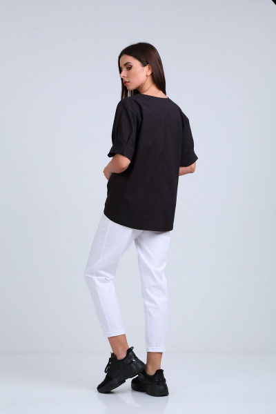 Блуза, брюки Диомант 1686 белый+черный - фото 3